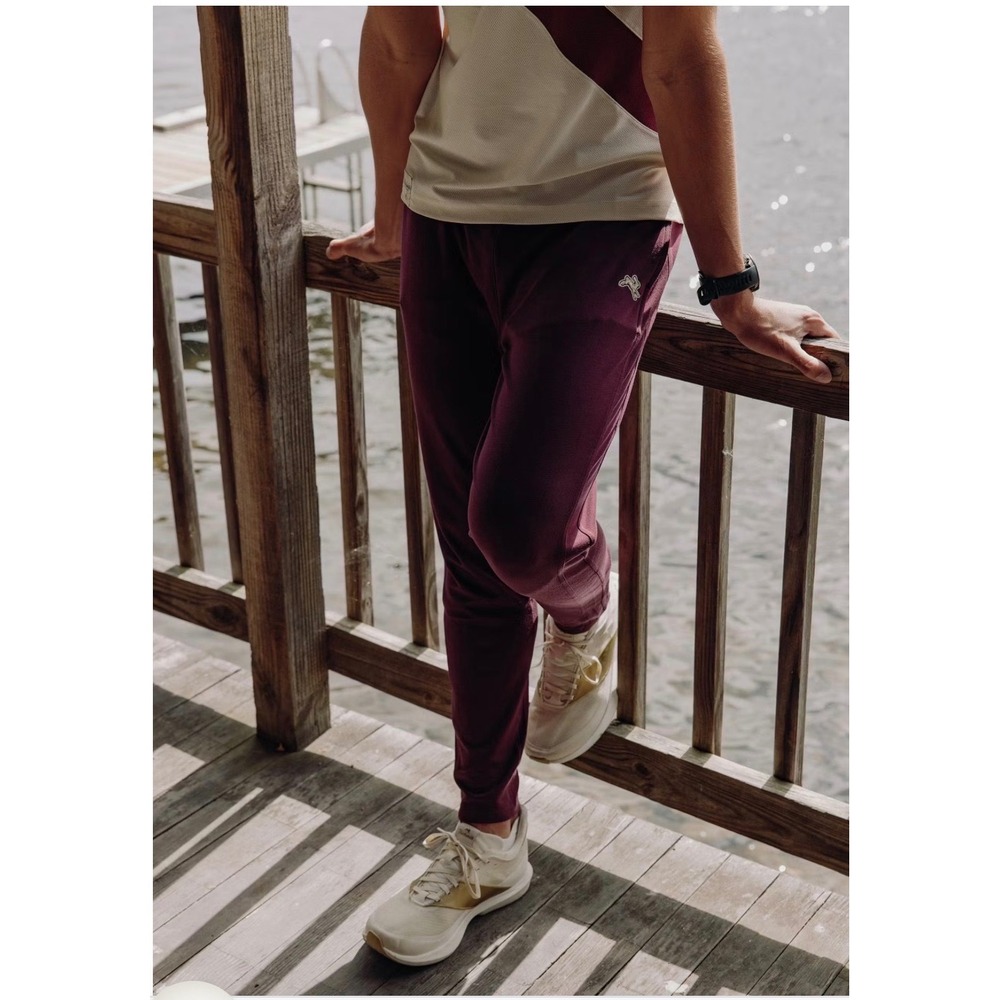 Tracksmith Sessions Pants Mens Large Burgundy Heather Running Joggers Training